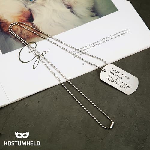 TK Gruppe Timo Klingler Hundemarke US Army Dog Tag - Erkennungsmarke silber, Kette als Soldaten Accessoire für Fasching & Karneval