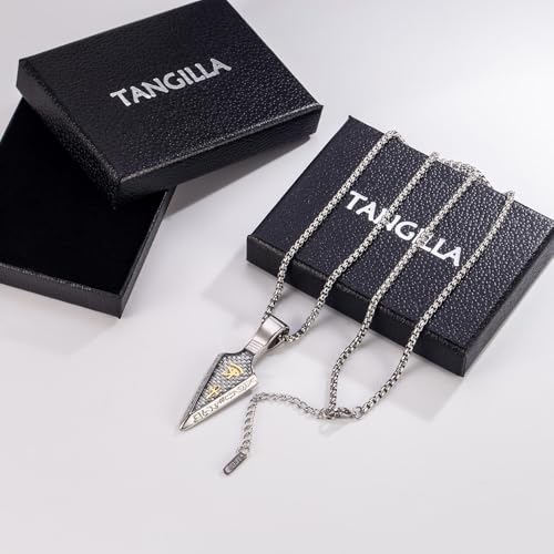 Eye of Horus Arrowhead Necklace Egyptian Protection Ankh Cross Amulet Pendant on 24+2″ Stainless Steel Adjustable Chain4