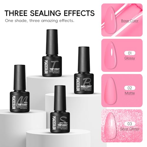 Miniatura 6 de Peacecolor 37pcs Kit Uñas Semipermanentes, 22 Colores Pintauñas Semipermanentes Con Uv Led Lámpara, 1 Base Coat Y 3 Top Coat Brillante Mate, Decoraciones Y Herramientas Para Uñas