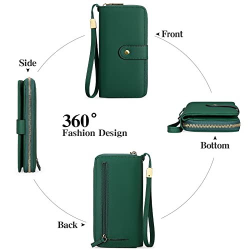 Image of GAEKEAO RFID Leather Wristlet Wallet for Women with Grip Strap
