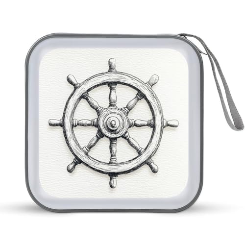 Old Wooden Ship's Wheel CD Case DVD Storage Case Portable