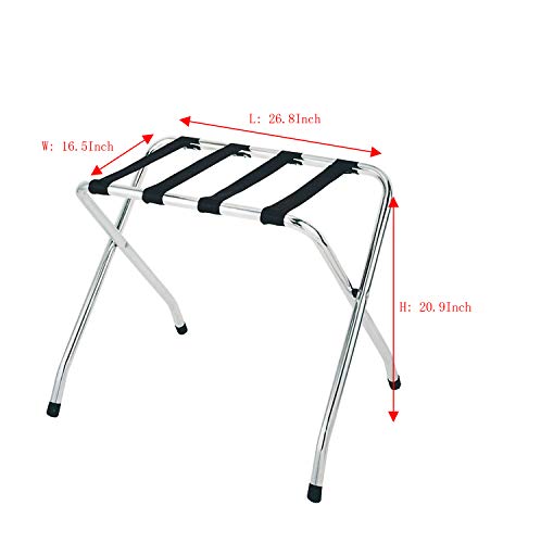 Amenities Depot Folding Chrome Stainless Steel Luggage Rack Without Back(2-Pack) #TOP1