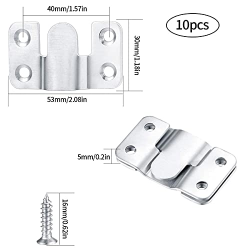 Image of 10 Pcs Flush Mount Bracket Interlocking Hang Furniture Connector Stainless Steel Wall Mount Picture Frame Brackets, Silver