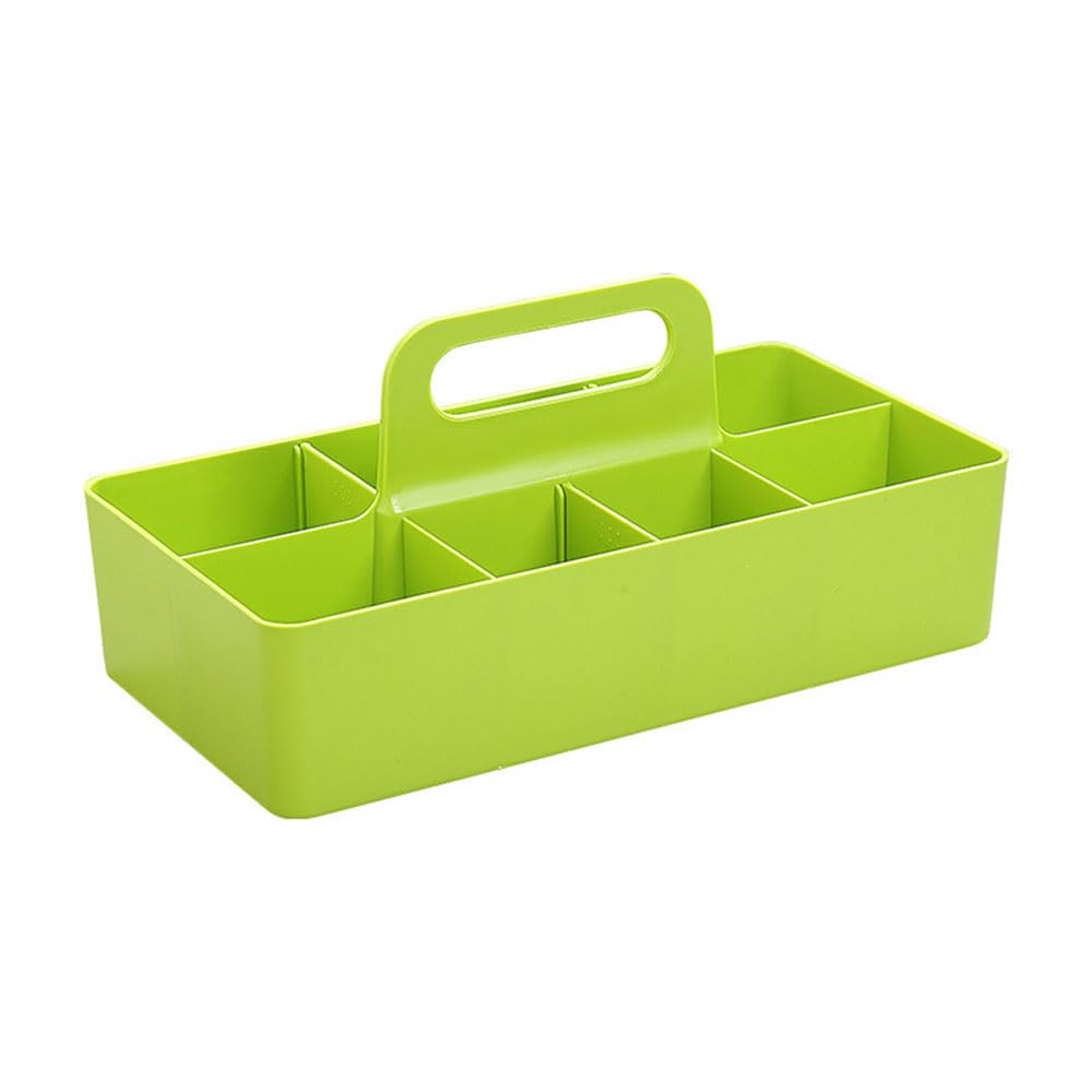 3 organizadores de escritorio multifuncionales, caja de almacenamiento portátil de plástico con 8 compartimentos, cesta de espacio de almacenamiento para oficina y hogar, color verde