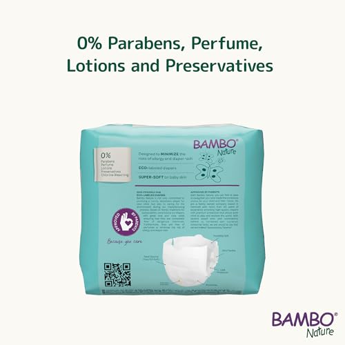 Image of Bambo Nature Premium Baby Tape Diapers for Premature Baby XXS Size (1-3 Kgs) - Super Absorbent, Breathable, Extra Soft, Dermatologically Tested, Hypoallergenic Nappies With Wetness Indicator, 24 Count