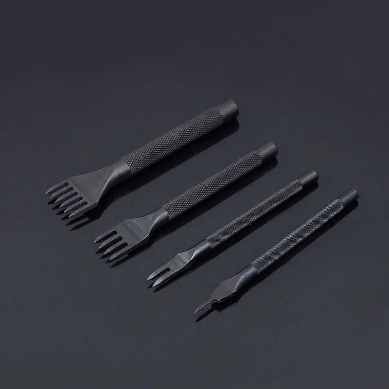 4 PCS Set Leathercraft 1/2/4/6 Prong 4mm 4/25 Inch Tools Hole Punches Lacing Stitching Punch Tool An Indispensable Tool