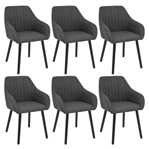Goeurvant Lot de 6 chaises de salle à manger, cuisine, rembourrées avec accoudoirs en polyester...