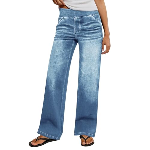 Women Jeans Trendy Pull On Jeans for Women Elastic High
