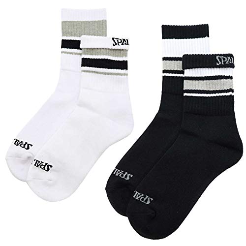 SPALDING バスケットボール ウェア ソックス ショートソックス 2P LINE ホワイトxブラック 25-27cm SAS180020 バスケ バスケット SAS180020 25-27cm