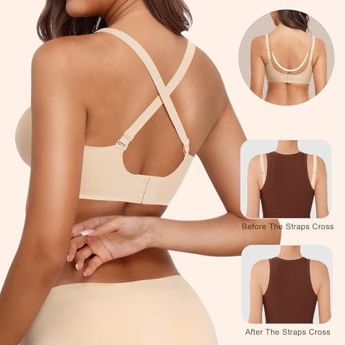 Image of Womens Wireless Jelly Bras No Underwire Support Push Up Removable Straps (U /Cross /Halter) Everyday Sports Bra
