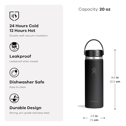 Image of Hydro Flask Water Bottle - Insulated Stainless Steel - Wide Mouth Flex Lid, Non Spill, Leakproof and Refillable in 20 Oz Cloud Pink