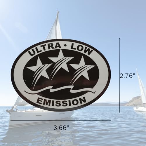 Image of Outboard Motor Low Emission 3 Star California Sticker Decal for Mercury | 3.58 x 2.4 Inch, Also Fit Yamaha, Suzuki, Honda, Johnson Evinrude and most Brand Motors