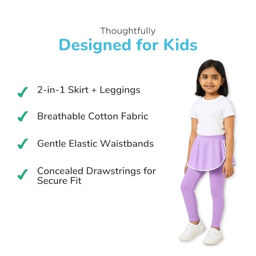 Image of YouGotPlanB Skeggings for Girls | Pack of 1 | 2-in-1 Skirt with Attached Leggings | Cotton | Ages 4-16 Years | Comfort fit | Ideal for Sports & Play
