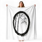 Kuscheldecke 130 x 150 cm Flauschig Couch Überwurf Decke Fleecedecke Tagesdecke Kuschelige Weiche, Minimalistische Tuschemalerei Bambus Muster Decke Sommer Herbst Winter Vier Jahreszeiten, Weiß