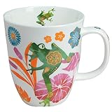 TeaLogic Fine Bone China TeaLogic Teebecher Tasse Fritz - Becher Teetasse mit Frosch Blumen Motiv - Tea Logic Fine Bone China (350ml)