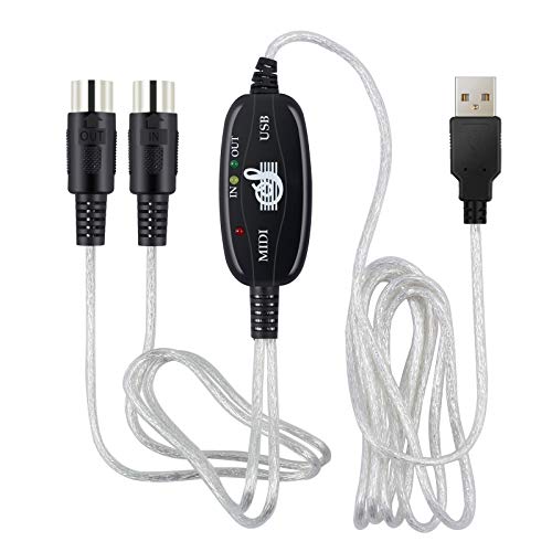 Proster Cavo adattatore da USB a MIDI In-Out, convertitore per musica da tastiera, pianoforte a PC portatile con Windows 2000/XP/Vista/7