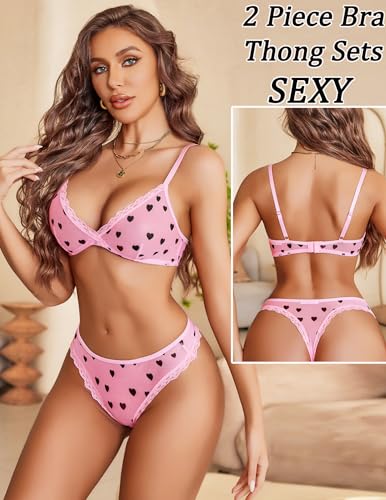 Image of Avidlove Wireless Lace Lingerie Set Floral Print Bra and Panty Sets 2 Piece
