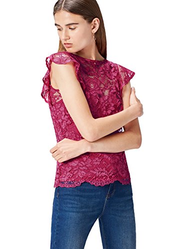 Find. Frill Sleeve Lace, Camicia Donna, Rosa