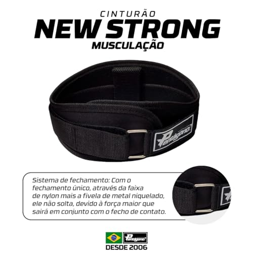 Cinturão Musculação New Strong Alta Performance Com Apoio Da Lombar Removível - Cor Preto - Tamanho
