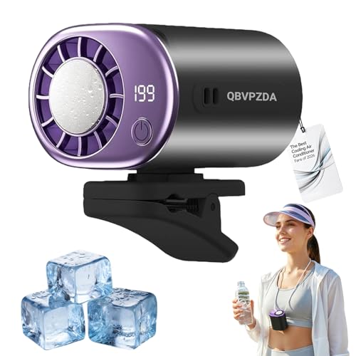 QBVPZDA 2026 Personal Portable Car Clip-On Air Conditioner Fan with 360° Rotation 199 Speeds Adjustable USB Rechargeable LED Display for Office Car Outdoor Beach (Blackish-gray)