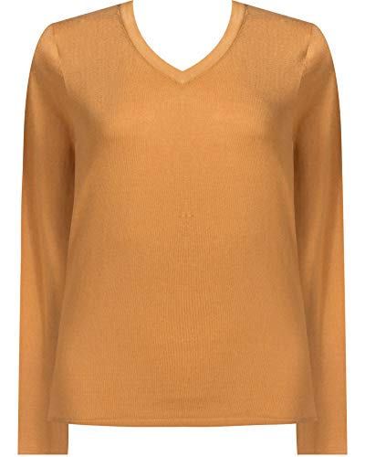 Suéter Básico em Tricô Decote V Fio 7 Seiki 830315-GG-Mostarda