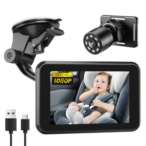 Image of Itomoro Baby Car Camera USB Plug, 4.3" HD Car Baby Monitor with Camera Night Vision, Safety Seat Baby Car Mirror for Rear Facing 5 Mins Easy Installation
