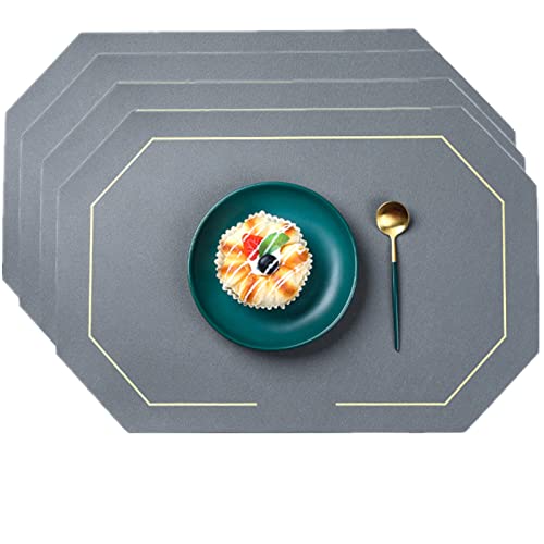 4 manteles Individuales de Piel sintética, manteles Individuales de Navidad, manteles Individuales de Piel sintética de Doble Cara, manteles Individuales Impermeables Resistentes al Calor para Cocina