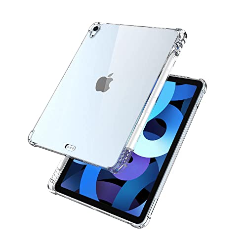 iPad Air 5 (2022) 第5世代 専用 ケース クリア iPad Air 4 (2020) ケース 鉛筆ホルダー Pencil 収納可能 Cavor iPad Air 5 ケース Case 軽量 薄型 超薄型のシリコンでカバーし、iPad Air 4 カバー 軽量で薄型 防水保护 全面保護汚れに耐え ワイヤレス充電対応 カバー 10.9 インチiPad Air 5 (2022) 第5世代/iPad Air 4 (2020) -(透明)