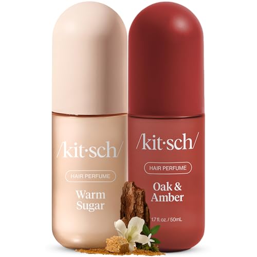 Kitsch Hair Perfume for Women- Warm Sugar and Oak & Amber | Clean, Deodorizing & Patented Odor-Eliminating Technology Hair Spray & Body Mist- Freshen Hair, Pillows | Ideal Gifts for Women - 50mL, 2pcs