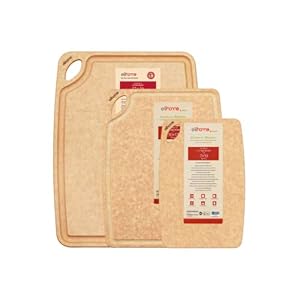 Classic Series 3-in-1 Cutting Board Set for Kitchen, Natural Wood Fiber Composite, Dishwasher Safe, Eco-Friendly, Juice Grooves with Easy Grip Handles,Non Porous, BPA Free, Made in USA