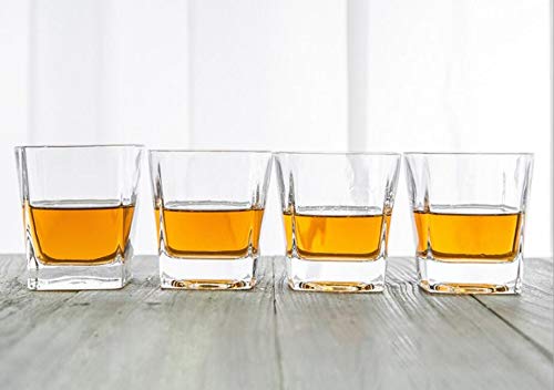 Image of Premium Crystal Whiskey Glasses Set of 6 Large Lead-Free Crystal Glass Tasting Cups Scotch Glasses Tumblers for Drinking Irish Whisky Bourbon Tequila (Square Tumbler, 6 * 9.1oz)