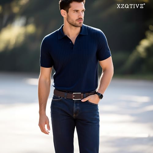 Image of XZQTIVE Braided Stretch Belt Mens Gift Elastic Woven Belt for Golf Casual Pants Shirts Jeans