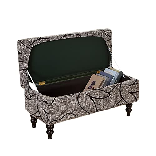 Image of FUANGUI Ottoman Cover Stretch Storage Ottoman Bench Slipcover Printed Folding Storage Bench Ottoman Cover Footrest Stool Slipcover Footstool Protector Cover with Elastic Bottom, Large