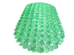 TIKE SMART “Pebbles” Non-Slip Bathtub & Shower Mat 27”x14” Oval - Non-Toxic - Safe, Clean, Machine-Washable, Superior Grip & Drainage, Vinyl, for Smooth Floors ONLY, Transparent Light Green