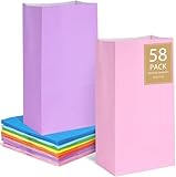 JOHOUSE 58 Pack Paper Gift Bags, 8.8 x 4.7 x 3.1 Inches Colored Paper Bags for Party Favor Wedding Baby Shower Birthday Goodie Treat Supplies