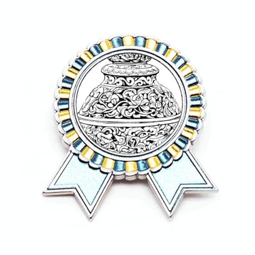 Broche dynastie Qing vase en métal taille M, bijou de la culture chinoise pour veste et écharpe