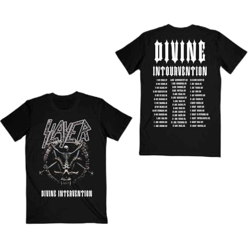 Image of Slayer Divine Intervention 2014 Dates Official Tee T-Shirt Mens Unisex (Large) Black