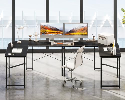 AODK Mesa de jogos em forma de L, mesa de canto de computador, mesa de jogos de PC com suporte grand