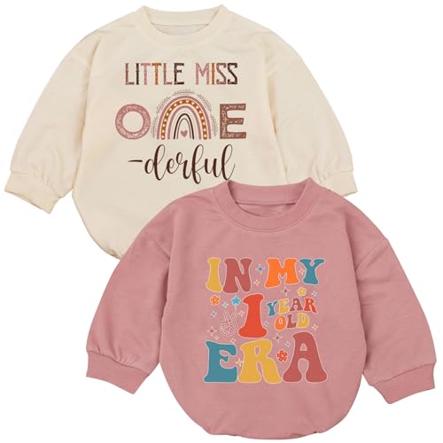 Image of BUMPEXPAND 2Pcs Baby Girl First Birthday Romper, 1st Birthday Era Baby Girl Outfits