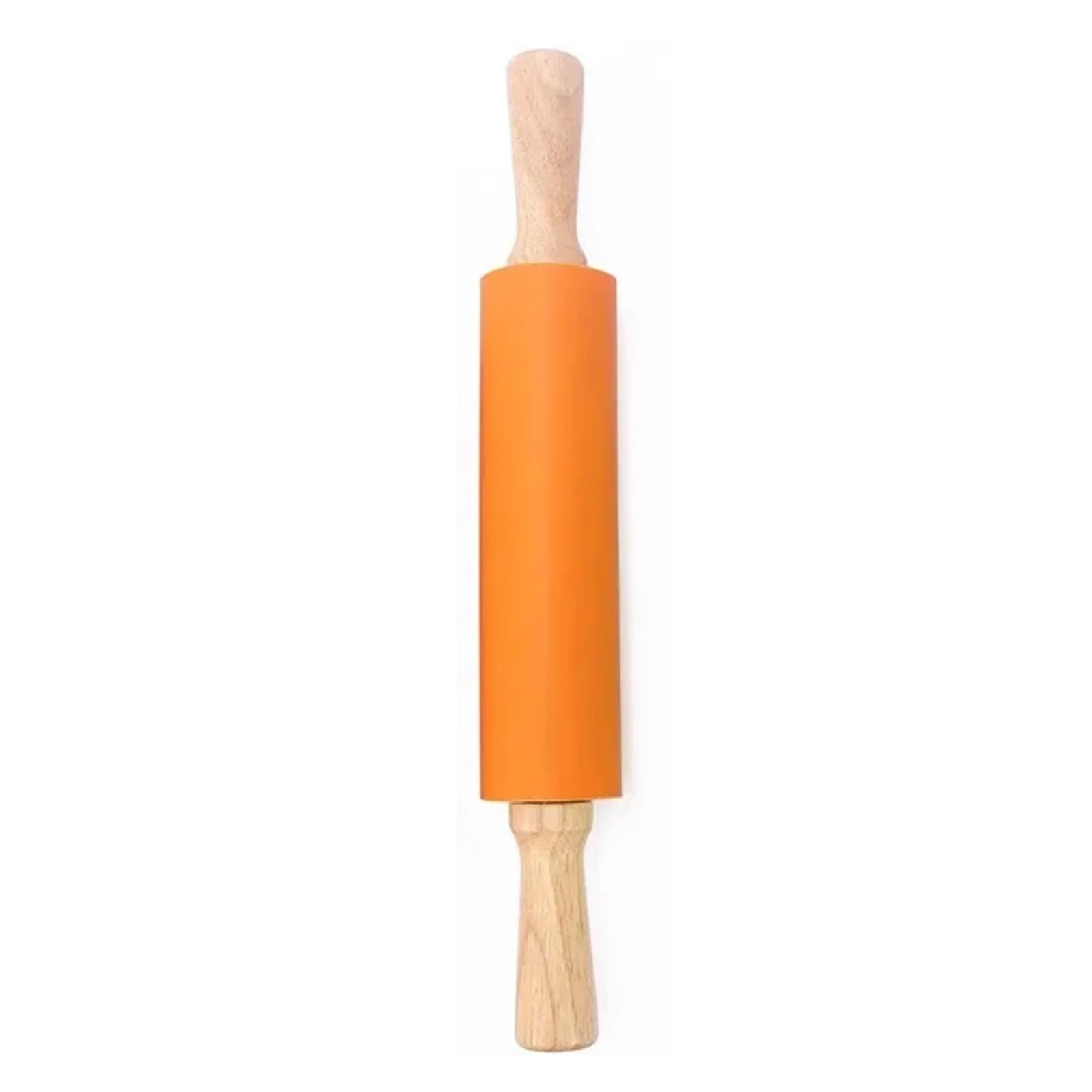 Rouleau à pâtisserie en silicone orange L avec manche en bois pour cuisine