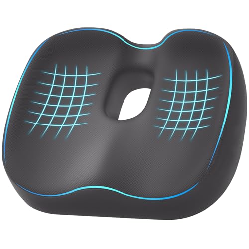CushySide Donut Pillow Seat Cushion for Hemorrhoids & Tailbone Pressure Relief - Memory Foam Office Chair Cushion for Sciatica, Coccyx & Back Pain, Non-Slip Butt Cushions for Long Sitting (Grey)