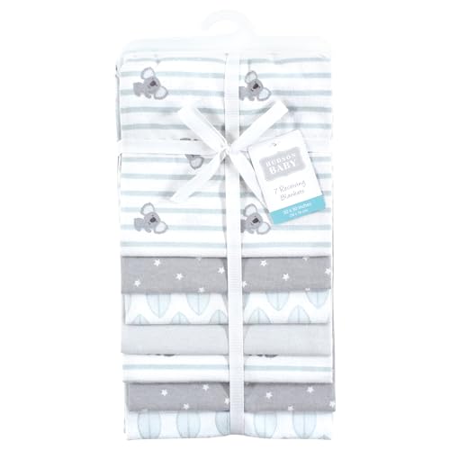 Hudson Baby Cotton Flannel Receiving Blankets 7-Pack Bundle, Koala Stripe, One Size