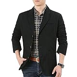 【Modedesign】Lässige Vintage-Blazerjacke mit Revers, Knopfverschluss, normaler Passform, 1 Brusttasche und 2 Seitentaschen mit viel Platz für das Nötigste.