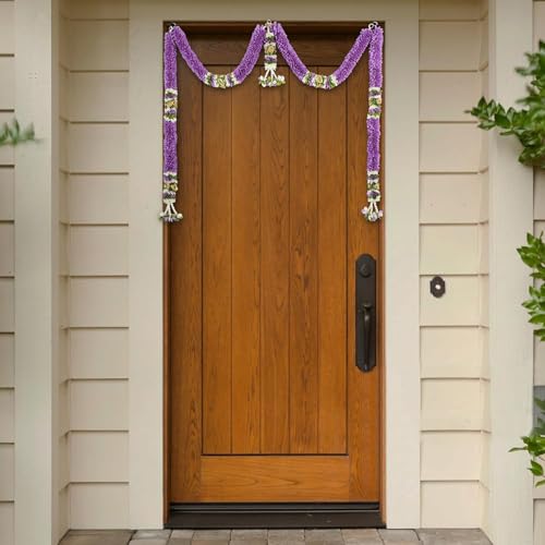 Image of Amazon Brand Umi - Toran for Main Door Entrance, Bandarwal for Festival, Pooja Mandir & Wedding, Handmade Traditional Flower Hanging for Home & Office Decor (42 inches x 24 inches) Purple