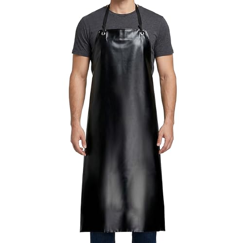 Image of Xpose Safety Heavy Duty Vinyl Waterproof Aprons, White - For Home, Industrial and Commercial Use - Chemical Resistant (Black, 1 Pack)