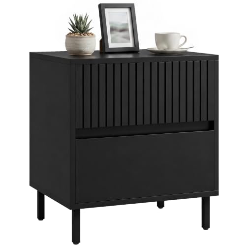 Image of HOMCOM Bedside Table, Side Table Bedside Cabinet, Black