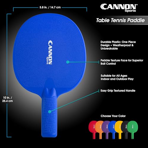 Image of Cannon Sports Unbreakable Table Tennis Paddles - Waterproof & Weather Resistant Table Tennis Rackets for Indoor & Outdoor Use - Textured Easy Grip Handle - Multiple Color Options