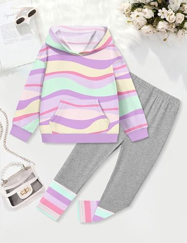 Toddler Girl Clothes Tie-Dye Stripe Color Block Toddler Girls Clothes Little Girls Kids 2pcs Outfits Hoodie Leggings