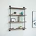 KKLE Industrial Pipe Shelving Bookshelf Rustic Modern Wood Ladder Storage Shelf 4-Tier Retro Wall Mount Pipe Design DIY Shelving (24in)