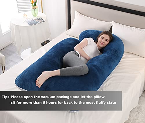 Image of Jcickt Pregnancy Pillow for Sleeping,59 inch J /U-Shaped Maternity Pillow with Removable Washable Cover, Side-Sleeping Pregnant Body Pillow-Support for Backs,Legs, Belly, HIPS, Improve Sleep-Blue Grey